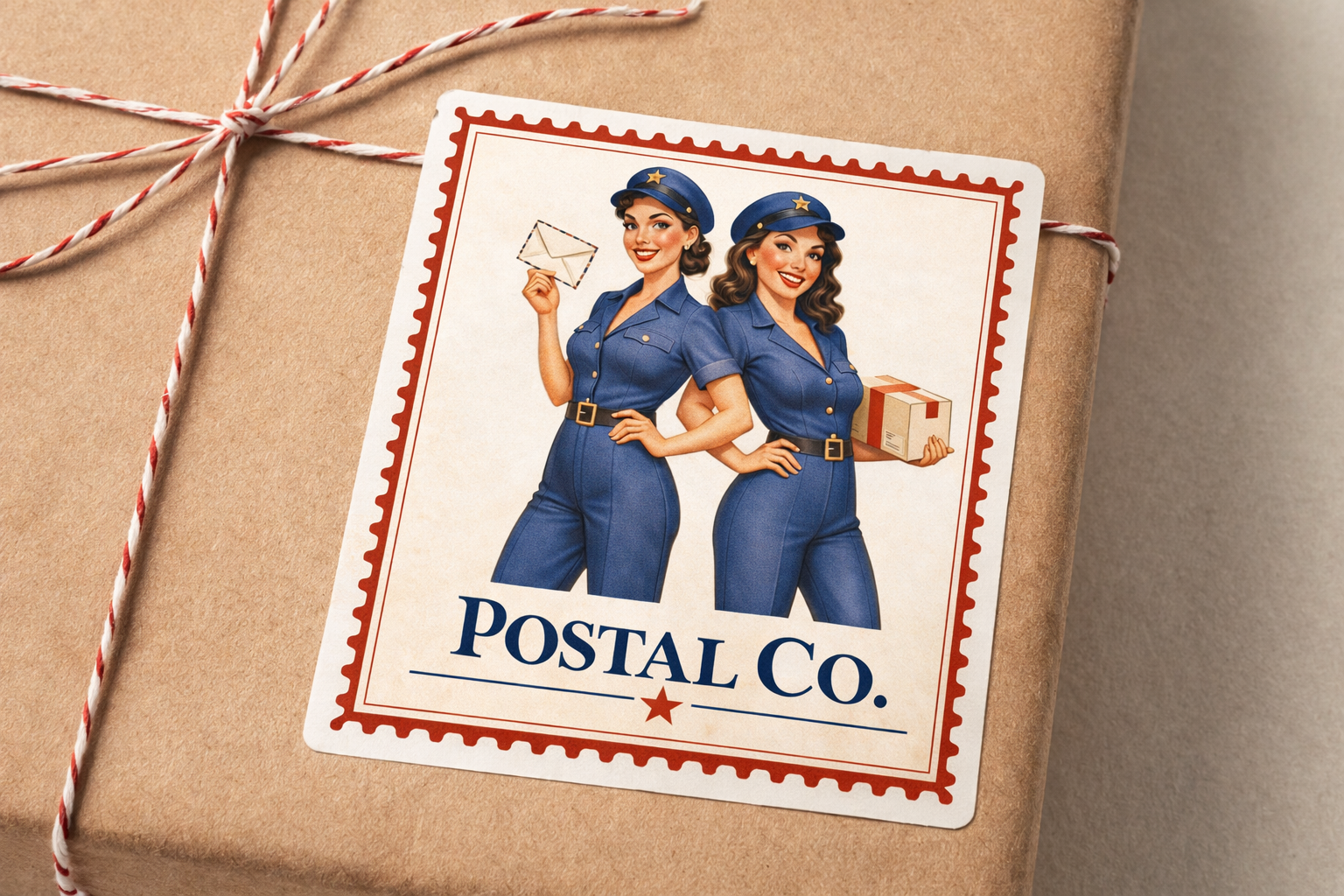 Postal Co. — vintage pin-up postal workers illustration